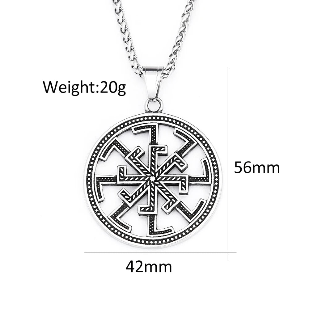 Vintage Fashion Slavic Kolovrat Symbol Pendant For Men Nordic Stainless Steel Vikings Celtic Knot Necklace Amulet Jewelry Gifts