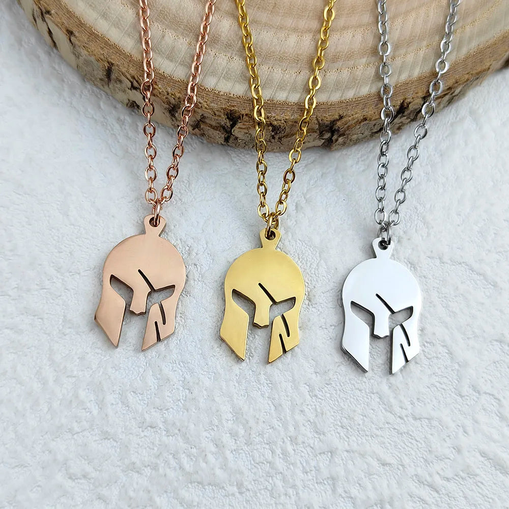 Fashionable and simple warrior mask collar, gold-plated Spartan Warrior women's necklace, rose gold chain, jewelry accessories