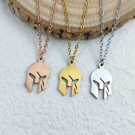 Fashionable and simple warrior mask collar, gold-plated Spartan Warrior women's necklace, rose gold chain, jewelry accessories