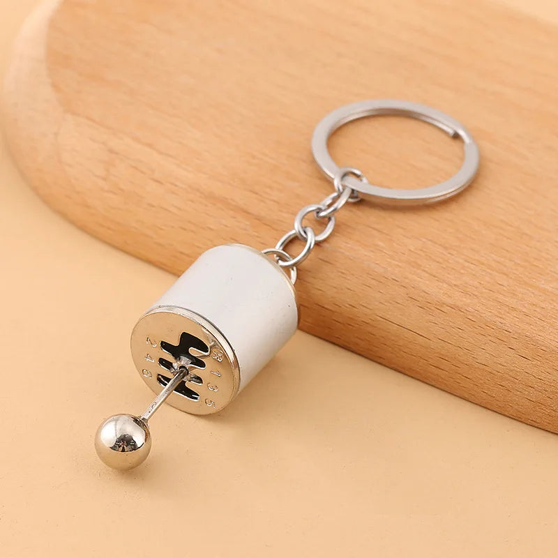 Mini Zinc Alloy Auto Parts Keychains Simulated Speed Gearbox Absorber Motor Piston Pendant Car Keys Holder Keyring Cute Men Gift Gear white 8 cm