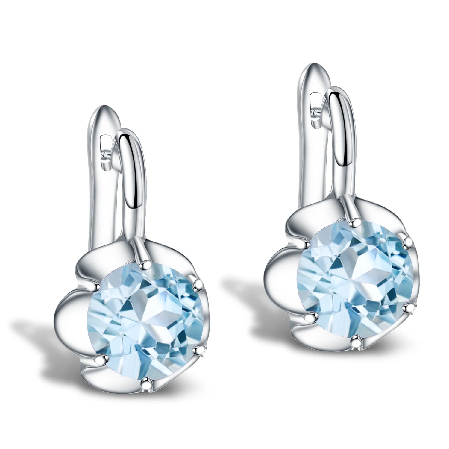GEM'S BALLET Pure 925 Sterling Silver Fine Jewelry Oval 5.47Ct Natural Green Amethyst Birthstone Stud Earrings For Women Sky Blue Topaz 925 Sterling Silver CHINA
