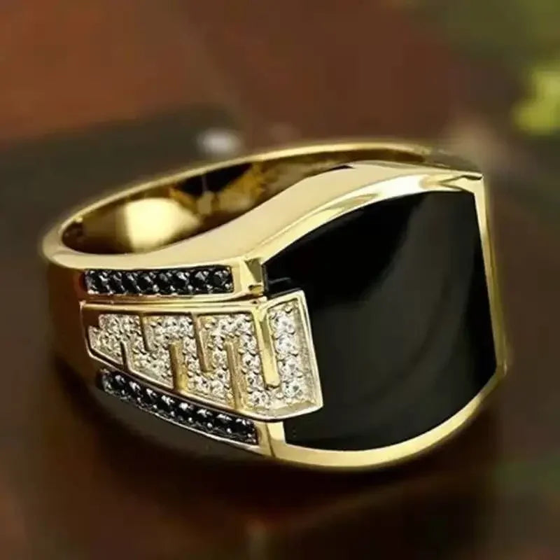 New Retro Handmade Turkish Rings for Men Vintage Double Swords Black Zircon Rings Punk 2024 Trendy Islamic Religious Muslim