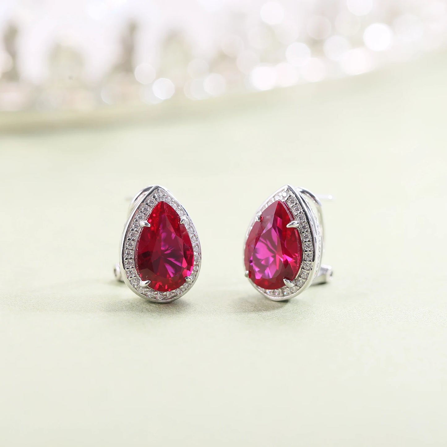 GEM'S BALLET Tiger Element Earrings Pear Shape 8x12mm Lab Blue Sapphire Stud Earrings in 925 Sterling Silver Gift For Her