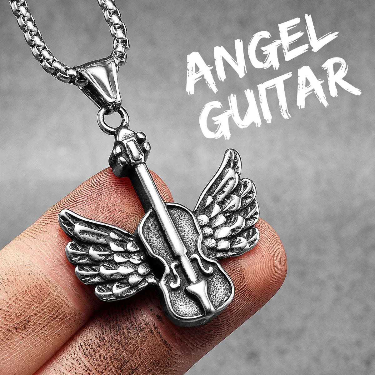 Musical Instrument Guitar Tape Stainless Steel Men Necklaces Pendant Chain Punk Rock Hiphop Women Fashion Jewelry Gift Wholesale