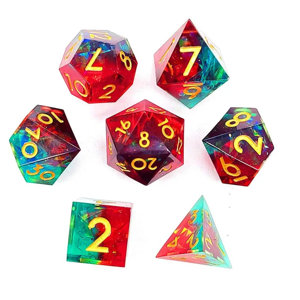 7Pc Colorful Digital Dice Resin Table Entertainment Tarot Game Party Toys Polyhedral for DND Dice Tabletop Role-Playing Supplies A1