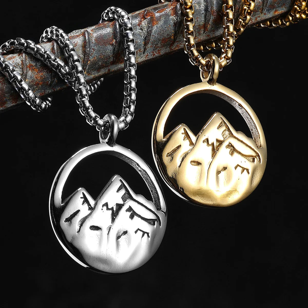 Snow Mountain Stainless Steel Men Necklace Pendant Chain Punk Simple For Women Fashion Jewelry Gifts Wholesale Dropshiping