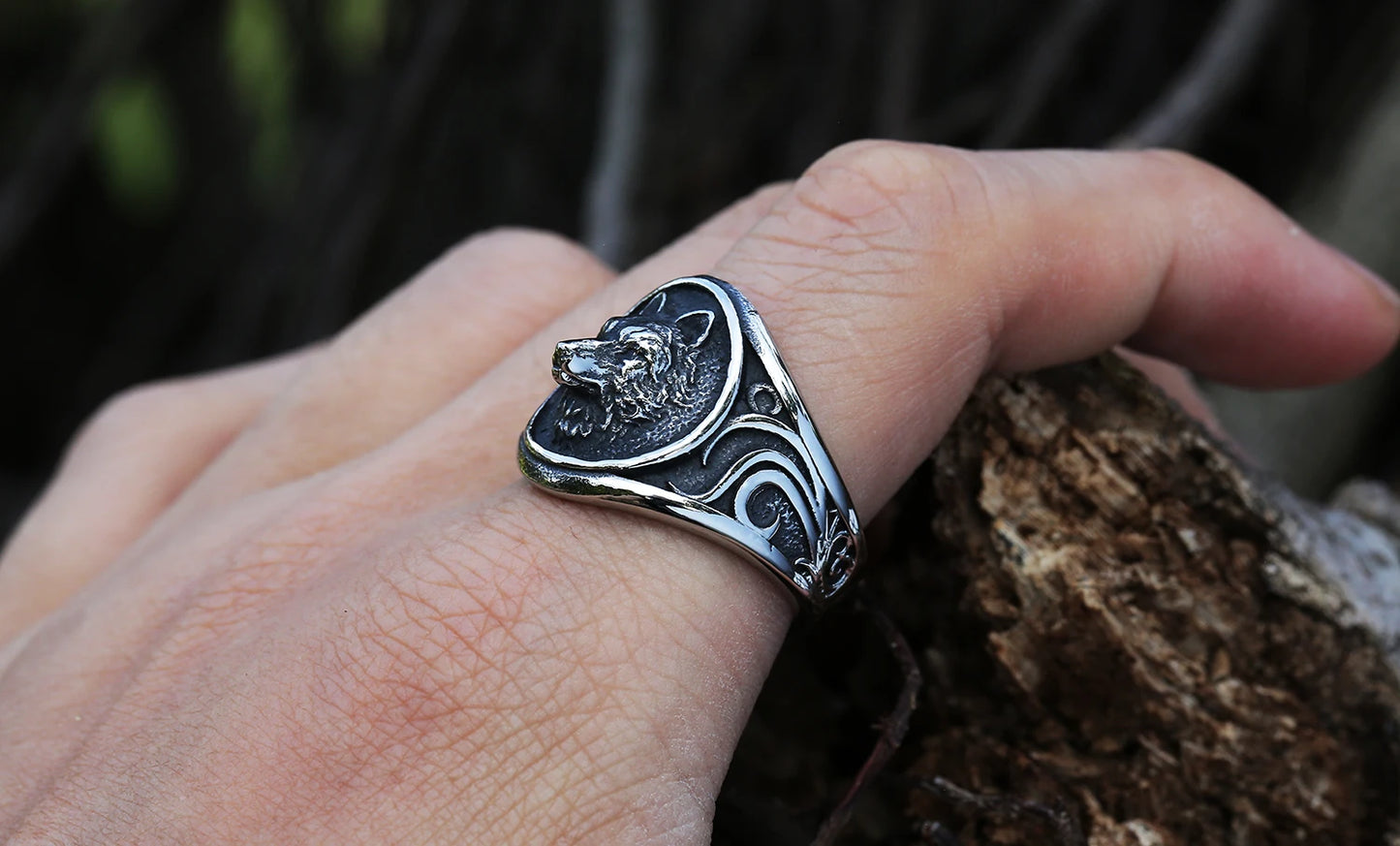 Viking Nordic Wolf Men Ring Animal Defense Totem Wolf Fashion Hip Hop Rock Unisex Finger Ring Punk Gift V237
