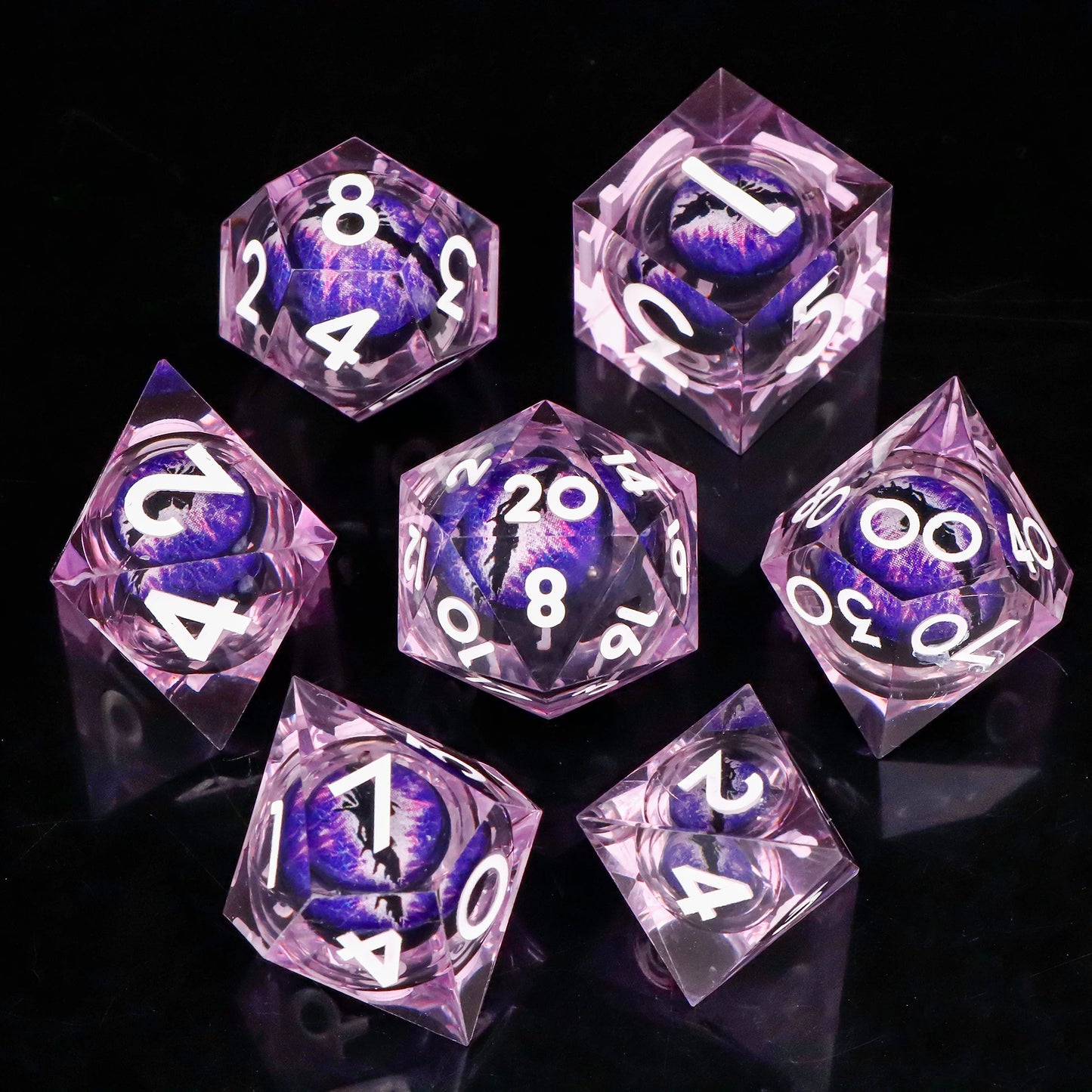 MUNDICE Dragon Eye Dice for RPG, Beholder Eye Dice for DnD, Dice Set for Dungeon and Dragon, Green&Purple Dice, D&D Dice DY18