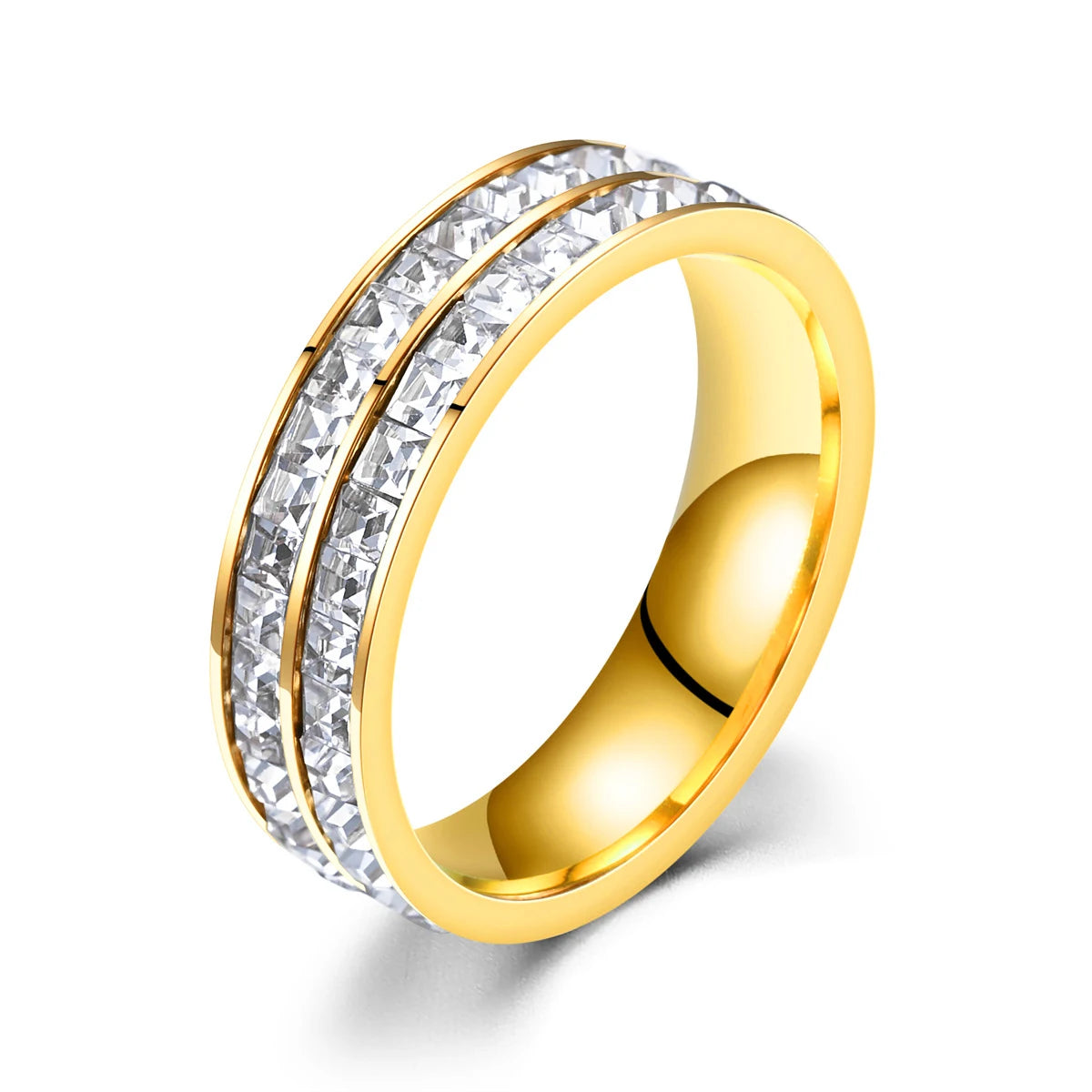 Hip Hop Iced Out Crystal CZ Bling Woman Rings Fashion Stainless Steel Rings For Men Women Wedding Engagement Jewelry Wholesale