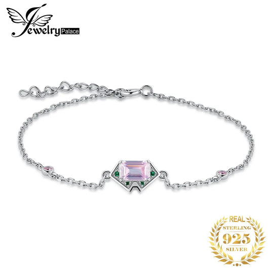 JewelryPalace New Arrival Geometric 1.1ct Pink Gemstone 925 Sterling Silver Adjustable Link Bracelet for Woman Fine Jewelry Gift CHINA