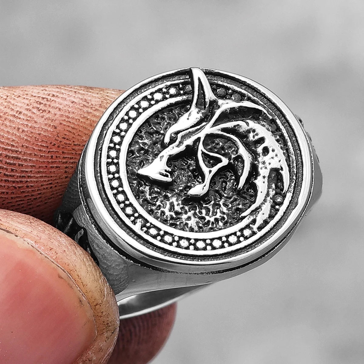 Viking Wizard Wolf Paw Stainless Steel Mens Rings Punk HipHop Unique Trendy for Male Biker Jewelry Creativity Gift