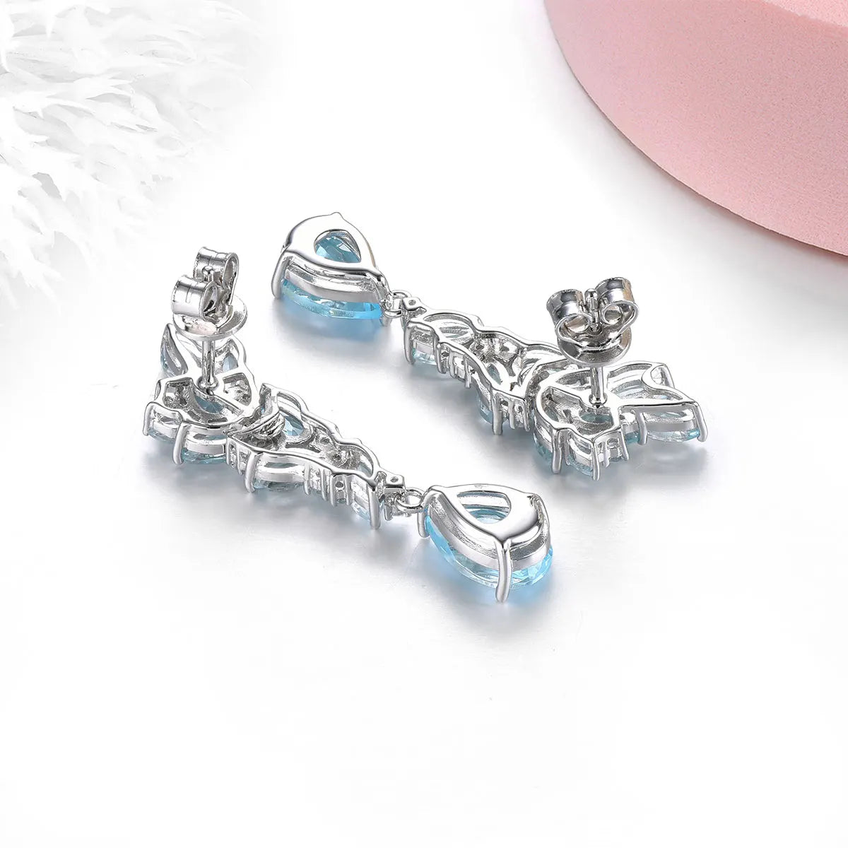Natural Sky Blue Topaz Sterling Silver Stud Earring 5.8 Carats Genuine Topaz Gemstone Women Elegant Fine Jewelrys Birthday Gifts