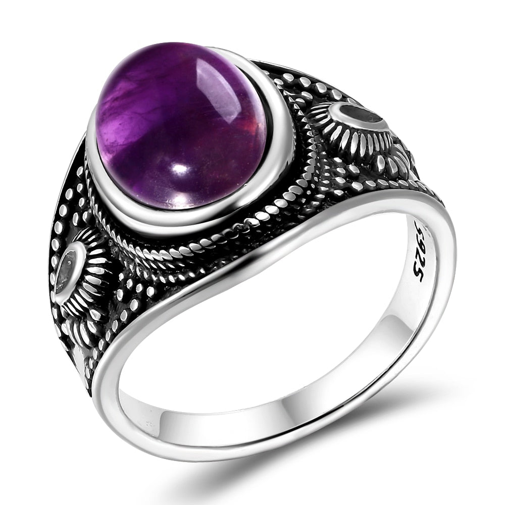 Nasiya Natural Amethyst Silver Jewelry Rings Men For Women Party Wedding Anniversary Engagement Gifts Fine Jewelry