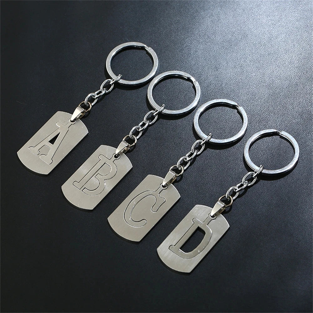 NEW DIY Stainless Steel A-Z Letters key Chain Charm 26 Letters KeyChain Men Women keychain Couple gift Jewelry Car Key Ring