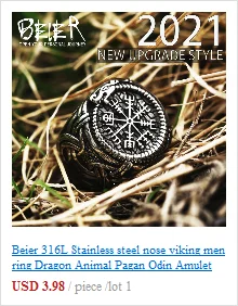 BEIER Stainless steel Thor Hammer Viking Amulet Viking Raven Ring Scandinavian Jewelry man Ring BR8-296