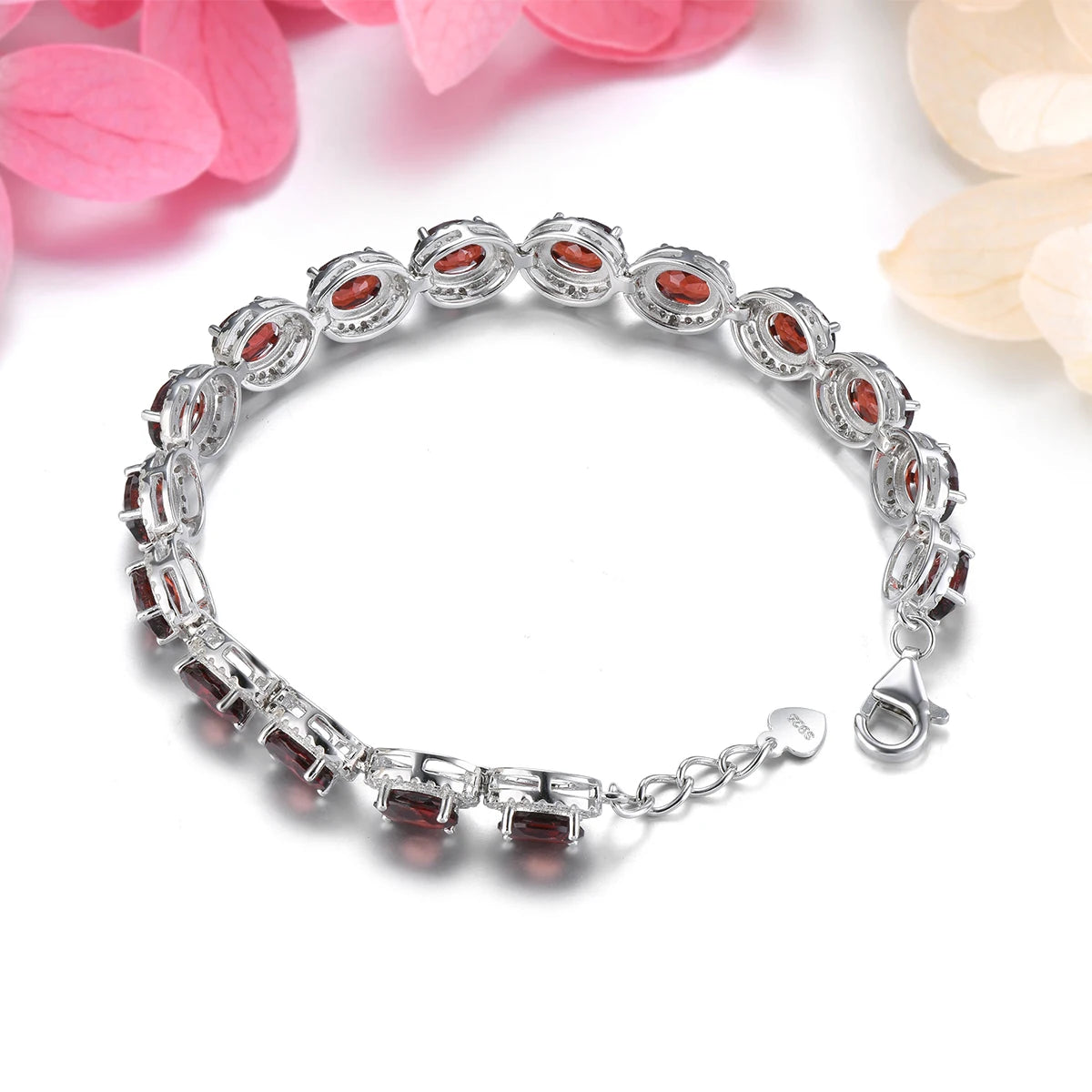 Natural Red Garnet Sterling Silver Bracelets 16 Carats Genuine Gemstone Luxury Classic Fine Jewelry S925 Women Favorite Gifts