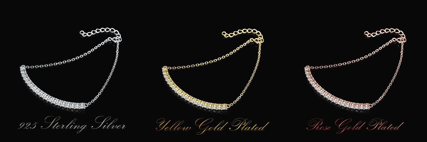 JewelryPalace Moissanite D Color Round Cut 925 Sterling Silver Adjustable Link Bracelet for Woman Yellow Rose Gold Plated