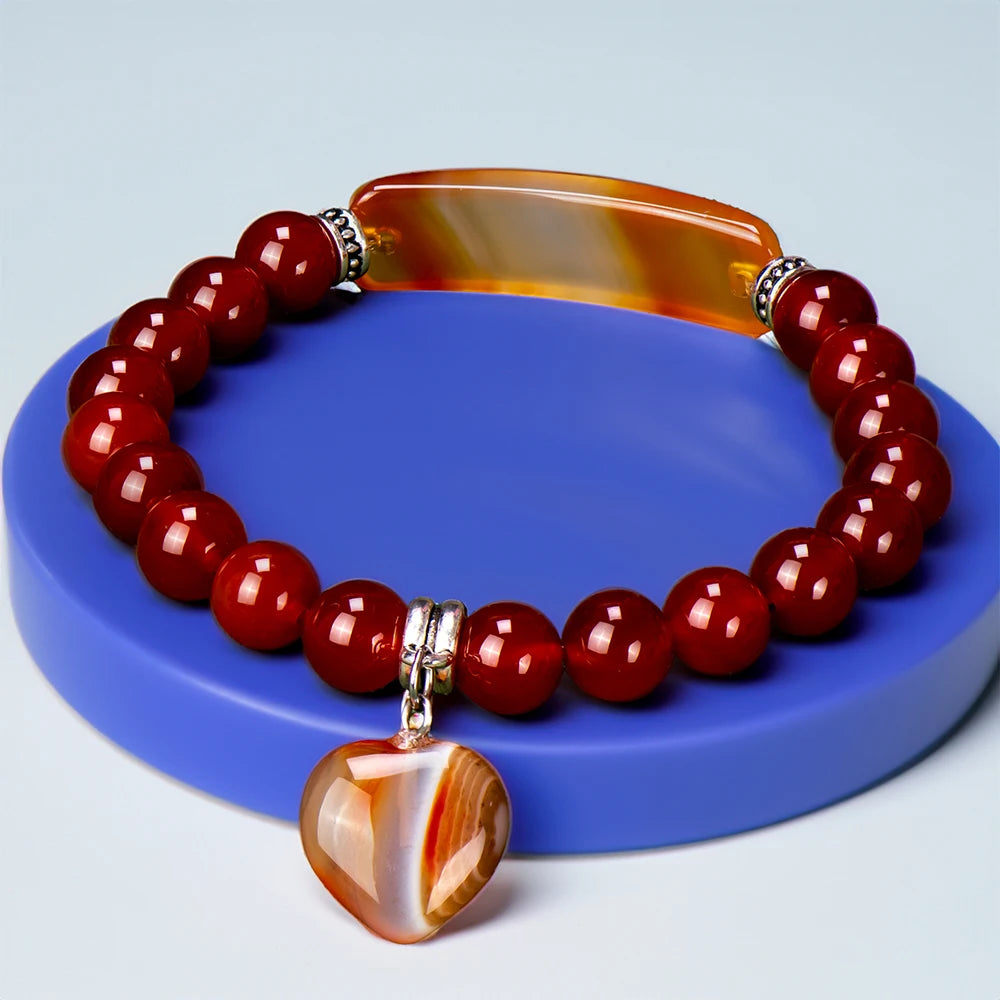 Natural Stone Crystal Bracelets Strand Heart Italian Charm Beaded Matching Love Moonstone Jade Summer For Women Jewelry Gift
