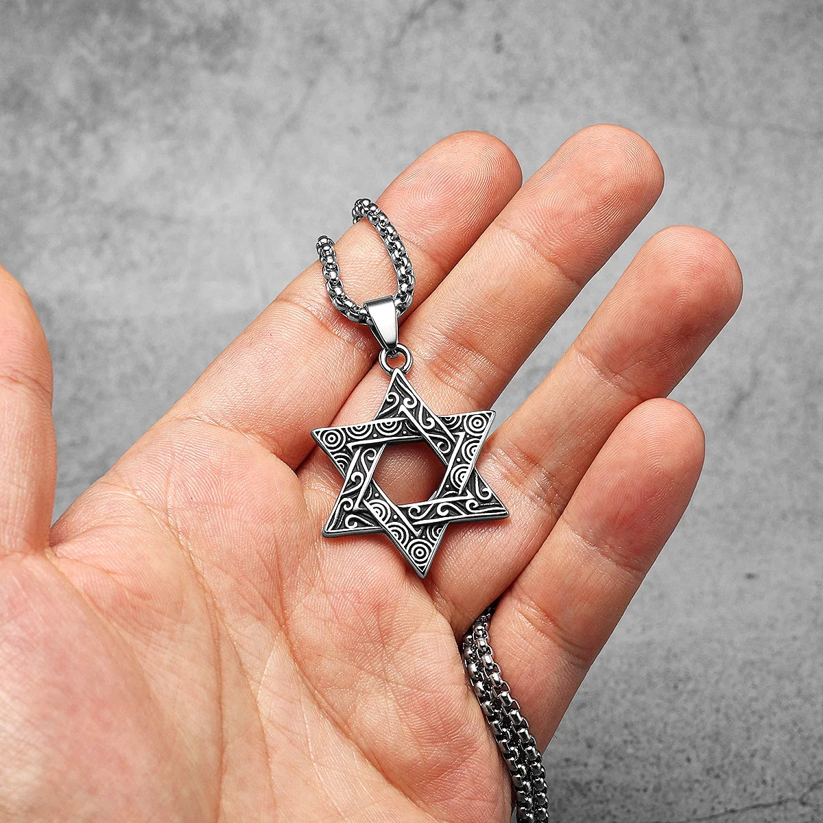 Judaism Solomon's Seal Stainless Steel Men Necklaces Pendant Chain Powerful Amulet Vintage for Women Jewelry Gifts Wholesale