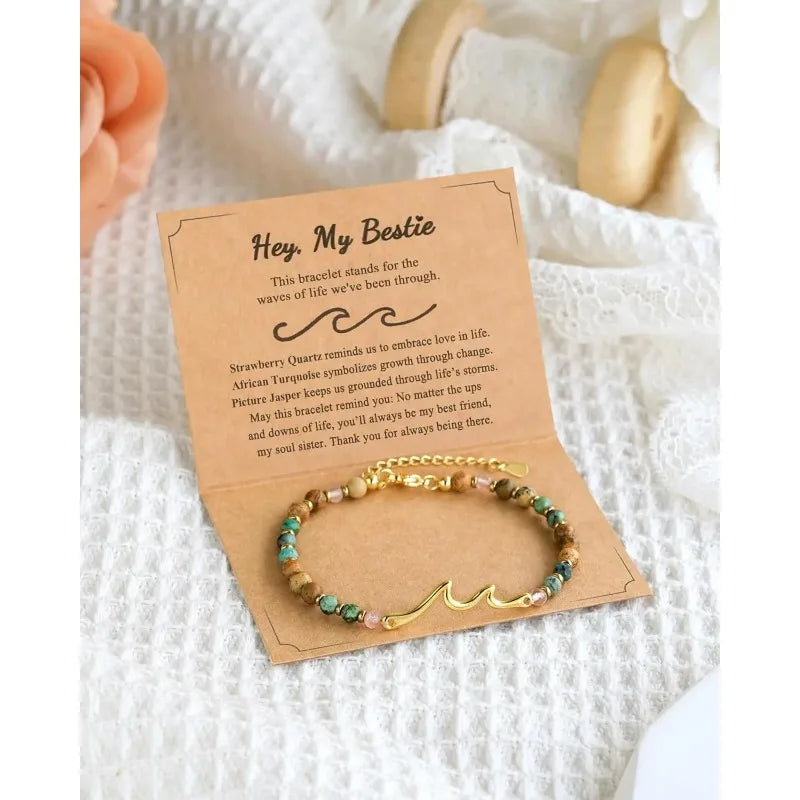 Meaningful Gifts Wave Bracelet,The Waves of Life We've been Through,Meaningful Graduation Gifts for Friends,Daughters,Classmates