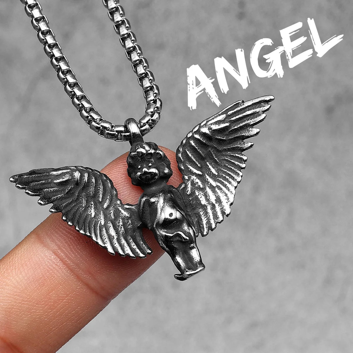 Angel Waing Amulet Stainless Steel Men Necklaces Pendant Chain Punk New In For Couple Women Fashion Jewelry Gifts Wholesale