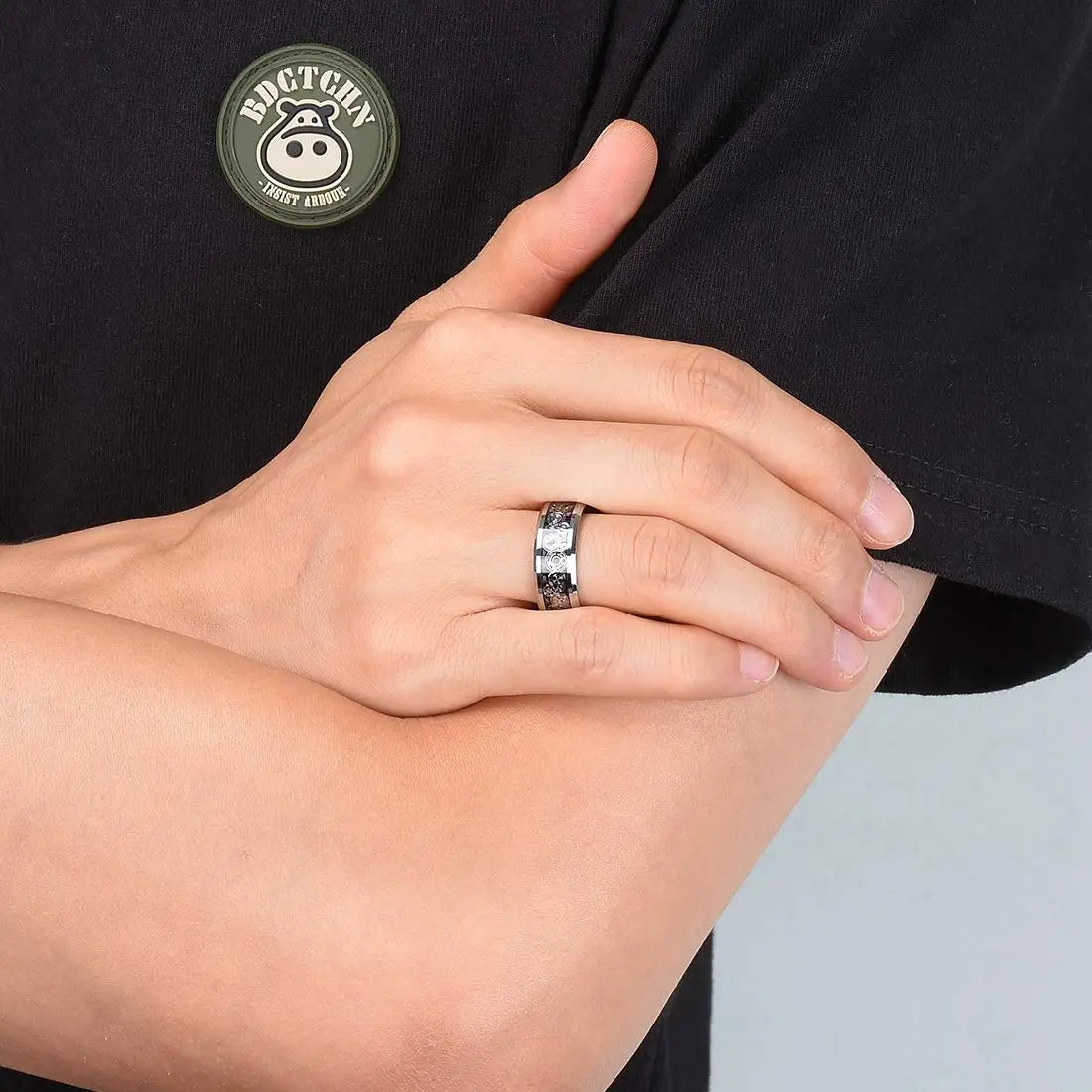 48 styles Fashion 8mm Celtic Dragon Stainless Steel Ring For Men Women Inlay carbon fibre Wedding Band Jewelry Anniversary Gifts