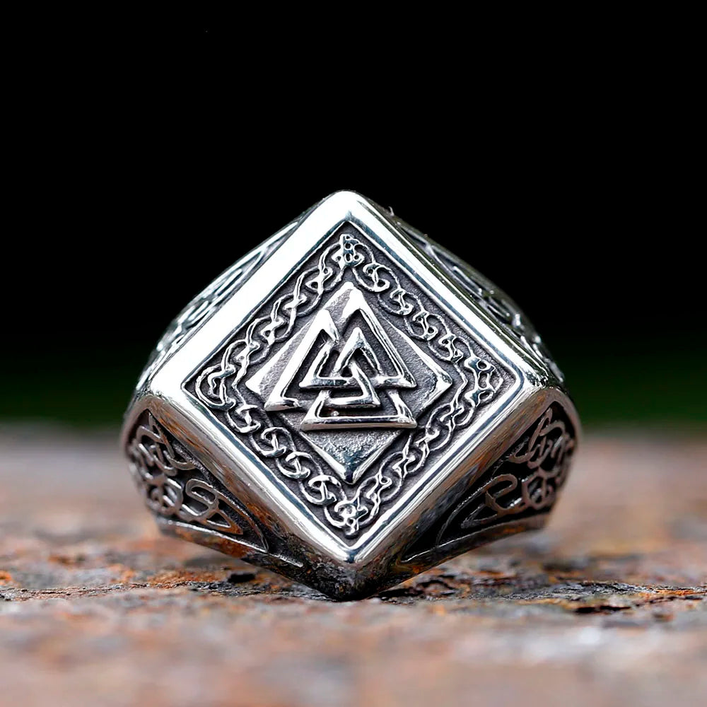 New Vintage 316L Stainless Steel Viking Valknut Amulet Ring Punk Women Men Unisex Jewelry For Party Gift