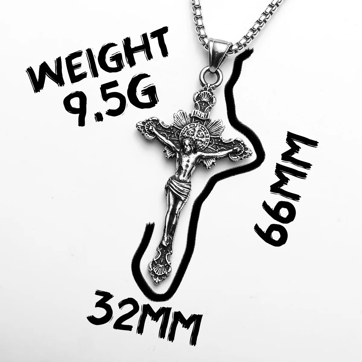 INRI Jesus Cross Exorcism Amulets Stainless Steel Men Necklaces Pendant Chain Punk For Women Fashion Jewelry Gifts Wholesale