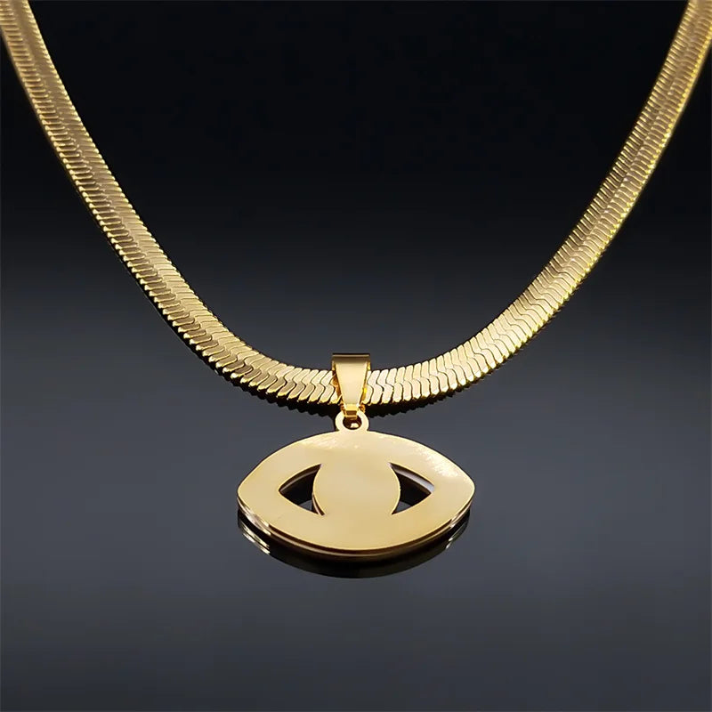 Vintage Crystal Evil Demon Eye Choker Necklaces for Women Stainless Steel Gold Plated Necklaces Jewelry Collares Mujeres N8239
