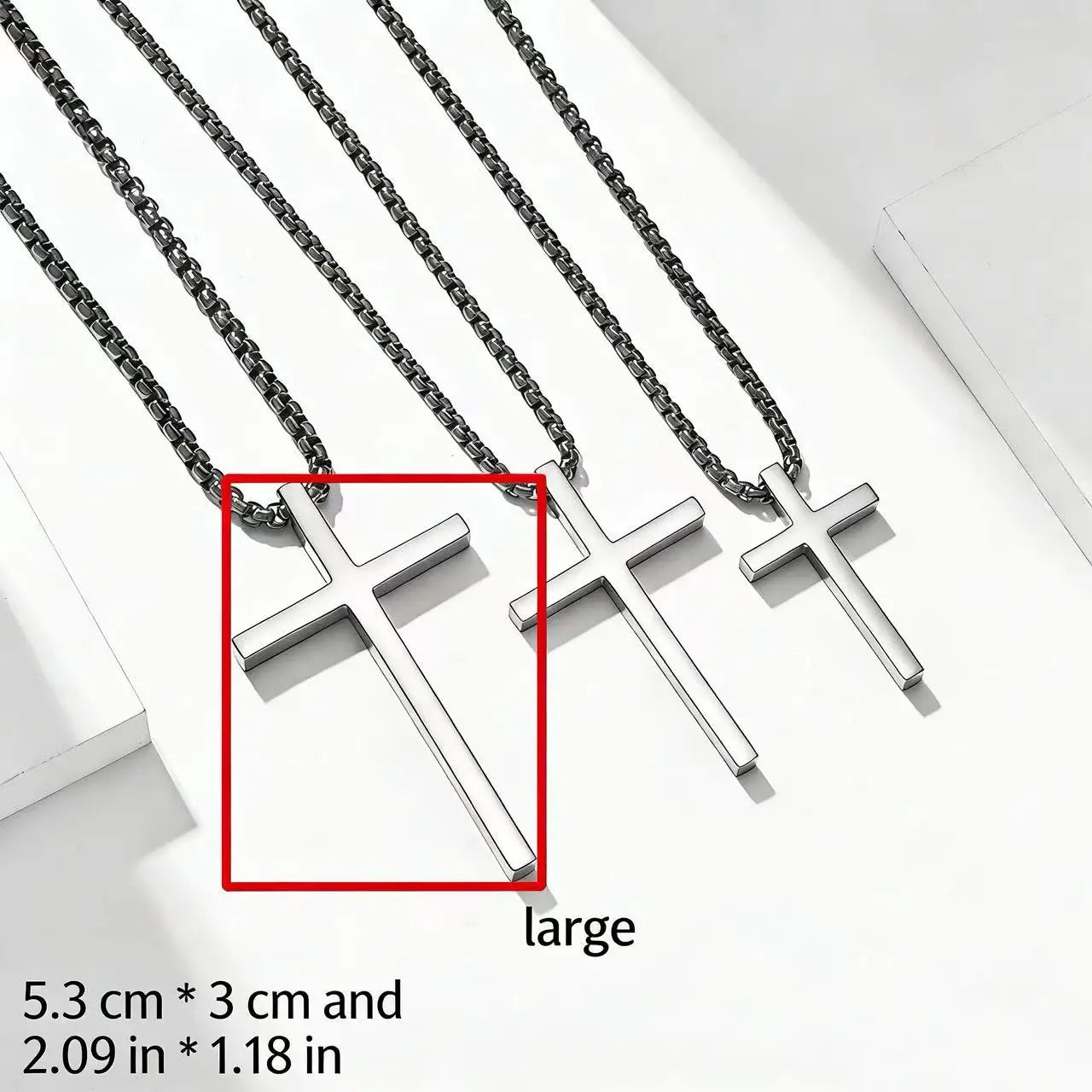 HNSP 316L Stainless Steel Cross Pendant Chain Necklace For Men Unisex Simple Style Large Medium Small Size Waterproof Jewelry