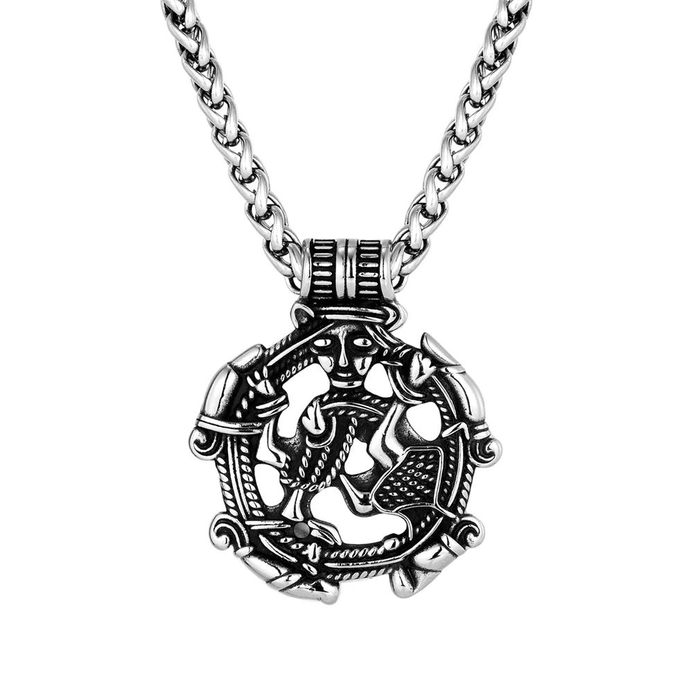 Norse Mythology Loki Necklaces Men Hollow Stainless Steel Viking Runes Trinity Pendant Amulet Vintage Scandinavian Jewelry Gifts