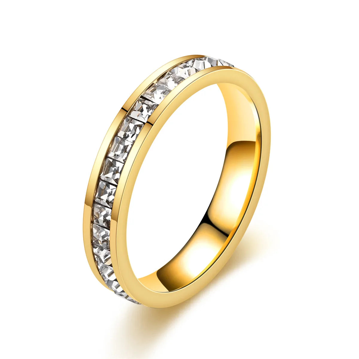 Hip Hop Iced Out Crystal CZ Bling Woman Rings Fashion Stainless Steel Rings For Men Women Wedding Engagement Jewelry Wholesale