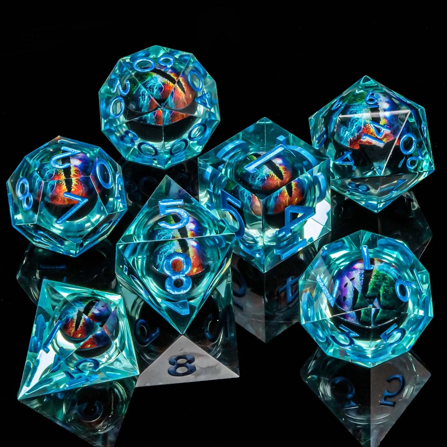 D and D Flowing Sand Sharp Edge Dragon Eye Dnd Resin RPG Polyhedral D&D Dice Set For Dungeon and Dragon Pathfinder Role Playing AZ18