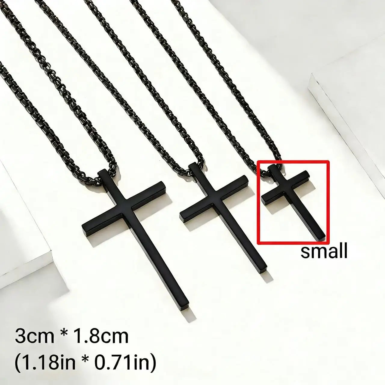 HNSP 316L Stainless Steel Cross Pendant Chain Necklace For Men Unisex Simple Style Large Medium Small Size Waterproof Jewelry