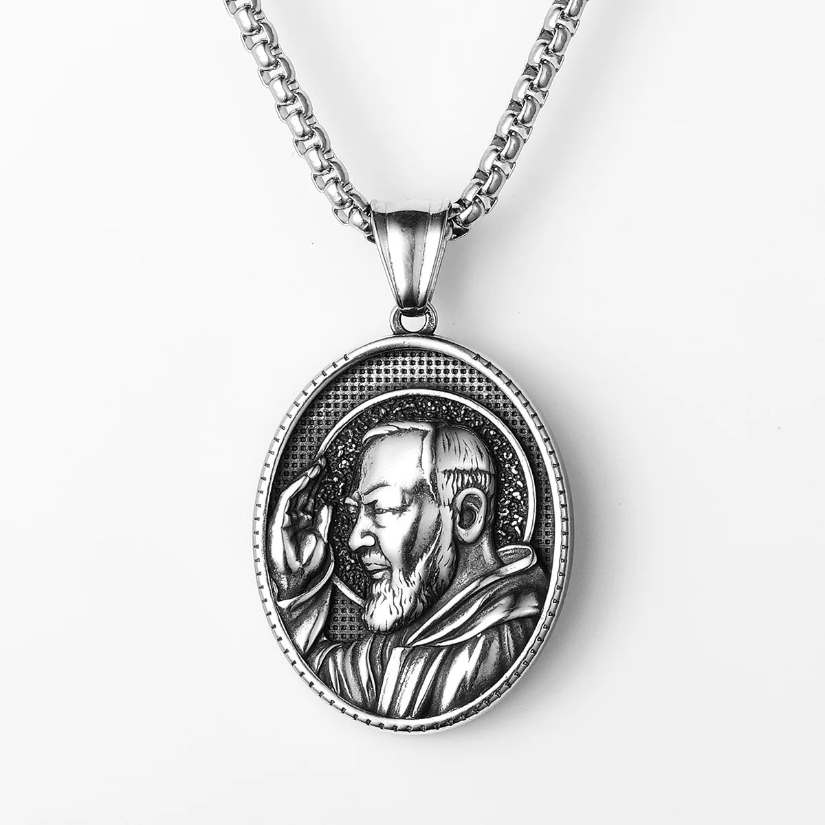 Catholic Padre Pio Powerful Amulet Stainless Steel Men Necklace Pendant Chain Vintage Cool For Women Jewelry Gifts Wholesale