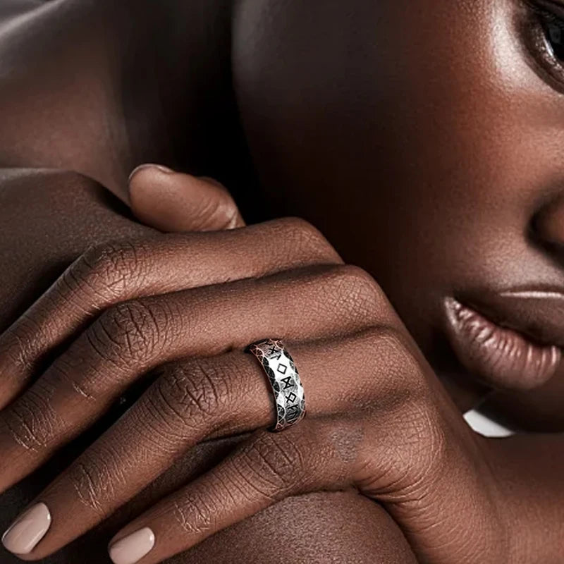 YILUOCD Stainless Steel Viking Runes Ring for Men Women Vintage Nordic Celtic Knot Rings Odin Letter Amulet Jewelry Wholesale