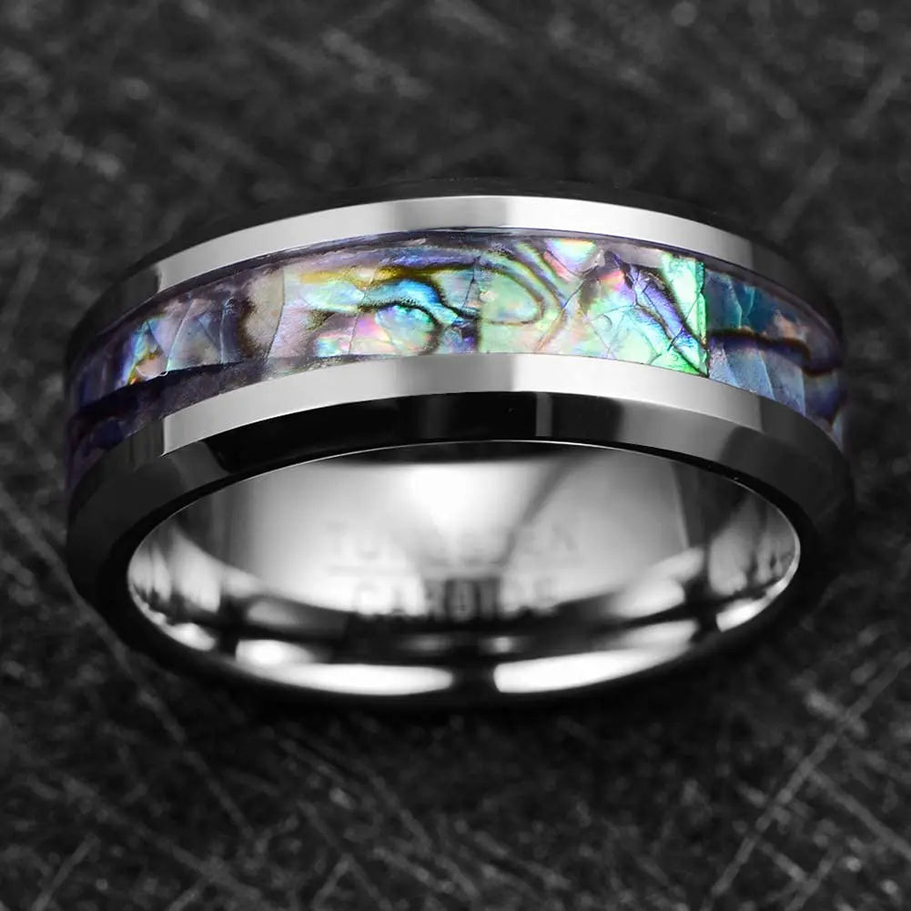 Fashion Viking Tree Of Life Stainless Steel Abalone Shell Rings For Men Odin Norse Viking Rune Rings Retro Amulet Jewelry Gift