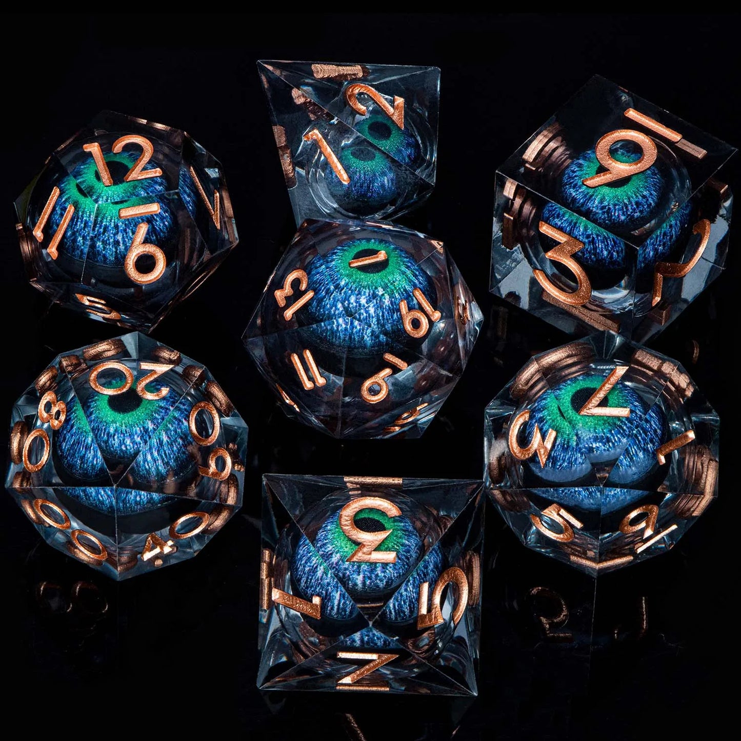 D and D Beholder's Liquid Flow Core Eye Resin Dice Set | Dnd Dungeon and Dragon Pathfinder Role Playing Game Dice | D20 D&D Dice YY-03
