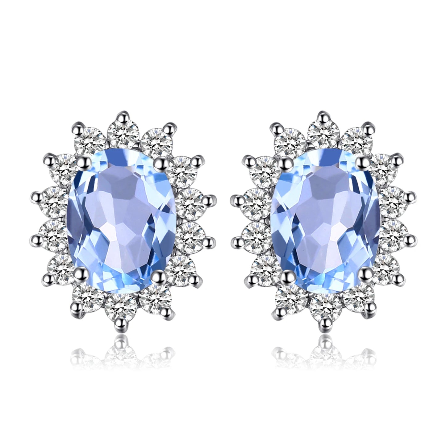 JewelryPalace Created Blue Sapphire Ruby 925 Sterling Silver Stud Earrings Natural Amethyst Garnet Peridot Topaz Princess Diana