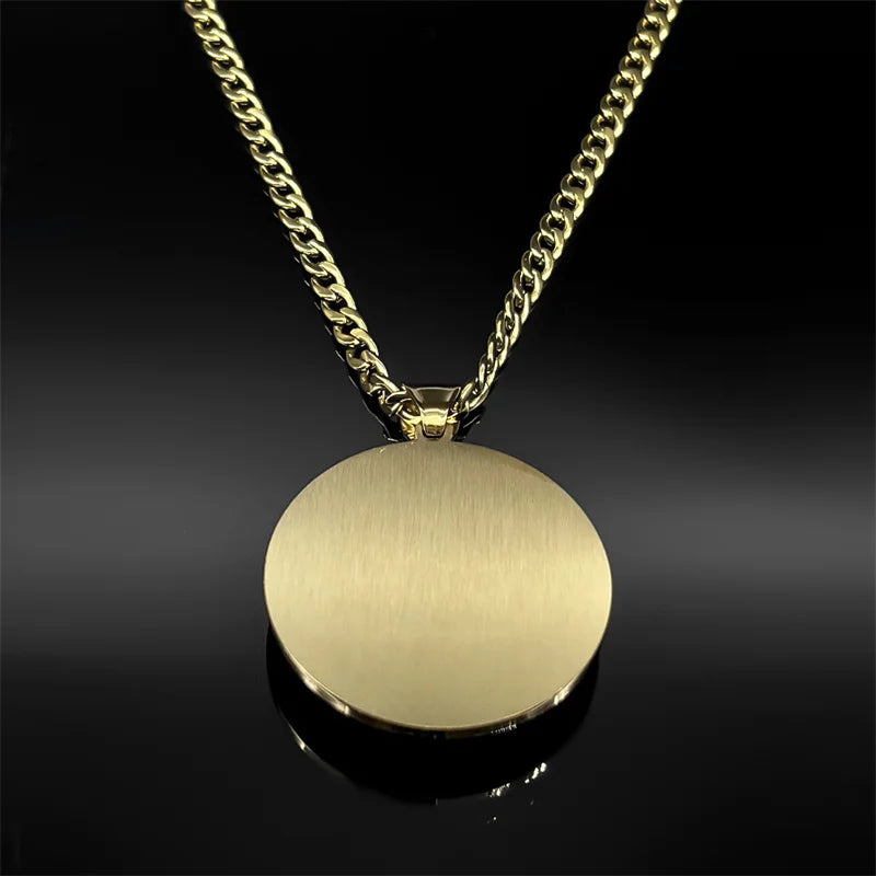 SAINT MICHAEL PROTECT US Archangel Stainless Steel Glass Medal Necklaces Chain Men Women Gold Color Necklace Amulet Jewelry