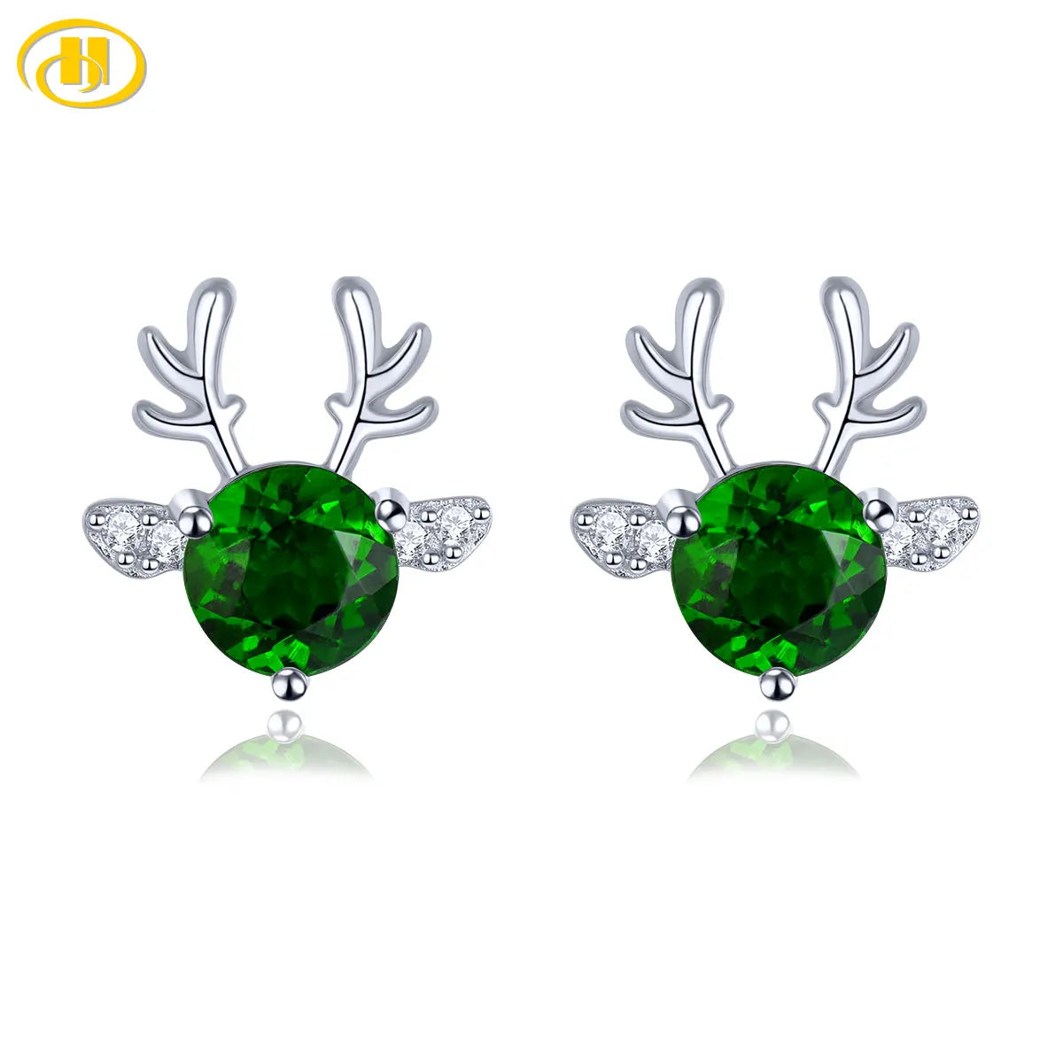 Natural Chrome Diopside Sterling Silver Stud Earring Lovely Christmas Style Fine Jewelrys 1.2 Carats Genuine Gemstone S925