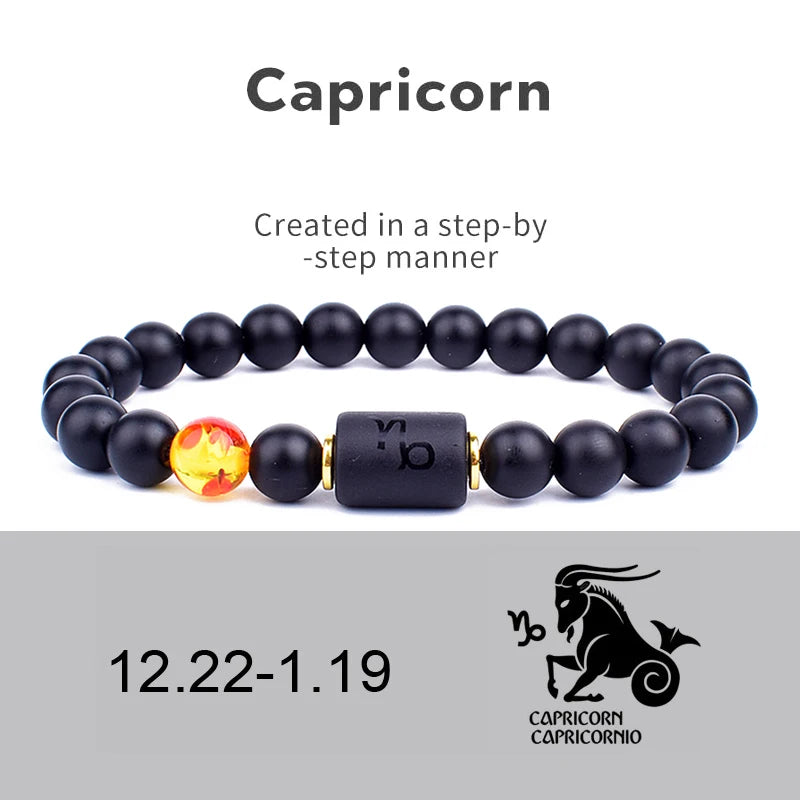 12 Zodiac Signs Constellation Charm Bracelet Men Women Fashion Tiger Eye Stone Beaded Bracelets Virgo Leo Libra Couple Jewelry