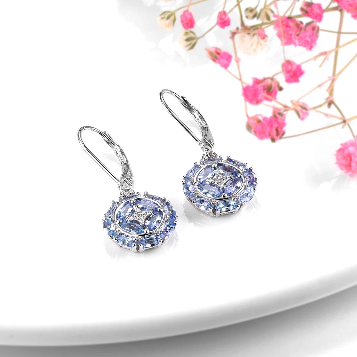 Natural Tanzanite Sterling Silver S925 Women Drop Earring 2.3 Carats Genuine Gemstone Classic Exquisite Style Fine Jewelrys