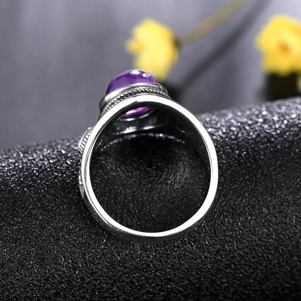 Nasiya Natural Amethyst Silver Jewelry Rings Men For Women Party Wedding Anniversary Engagement Gifts Fine Jewelry