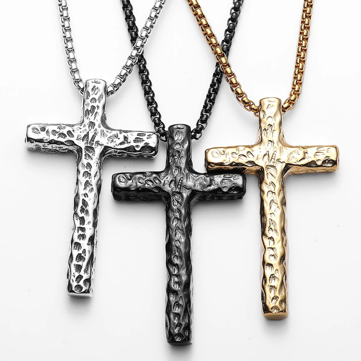 Texture Retro Cross Amulet Stainless Steel Men Necklaces Pendant Chain Punk For Women Fashion Jewelry Gift Wholesale Dropshiping