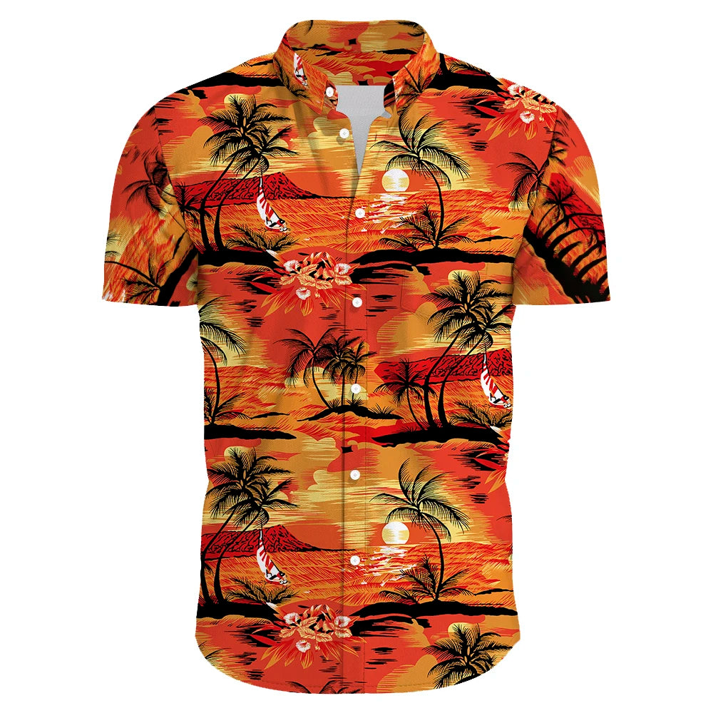 2024 Summer Men's Casual Floral Print Short Sleeve Top Hawaiian Shirt For Mens Clothes Daily New High Quality Lapel Oversized CS2024XQ1241