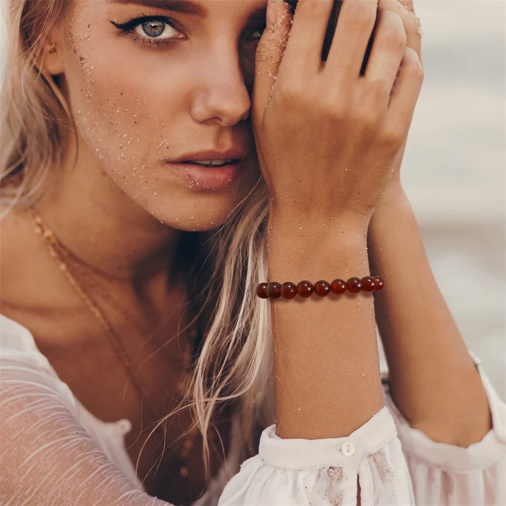 Amethysts Bracelets For Women Men Natural Stone 8mm Beads Braided Bracelet Stress Relief Anxiety Jewelry