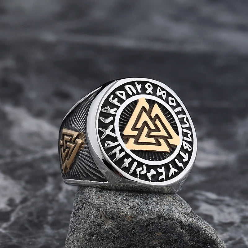 2023 New Viking Gothic Stainless Steel Odin Runes Ring Men Wedding Anels Womens Band Jewelry Gift Anel Viking F Only ring