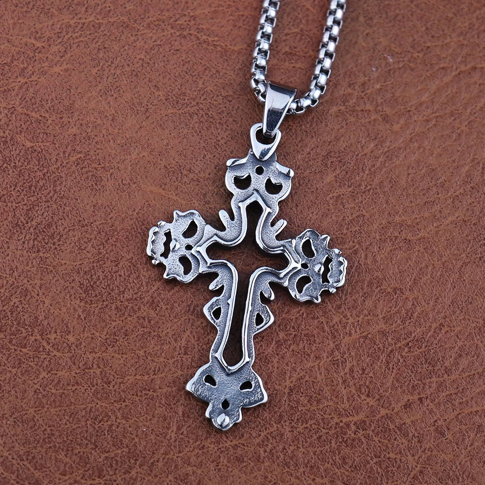 Fashion Skull Cross Necklaces Amulet Creative Hollow out design Cross Pendant Stainless Steel Jewelry Accessories Dropshipping