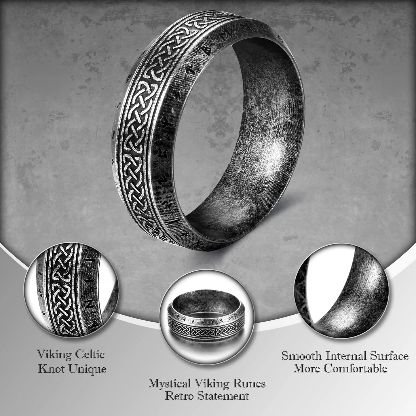 Vintage Odin Norse Viking Rune Rings For Men Fashion Stainless Steel Celtic Knot Rings Retro Couple Amulet Jewelry Drop shipping